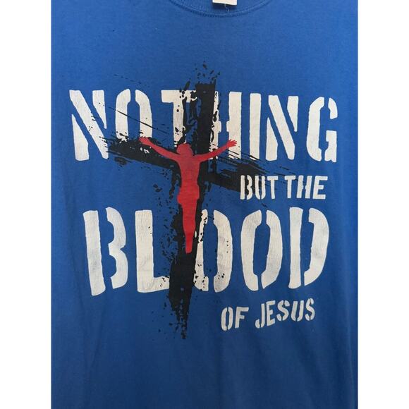 Vintage Jesus T-Shirt Nothing But the Blood of Jesus Mens Size L Christian Y2K - Picture 2 of 4